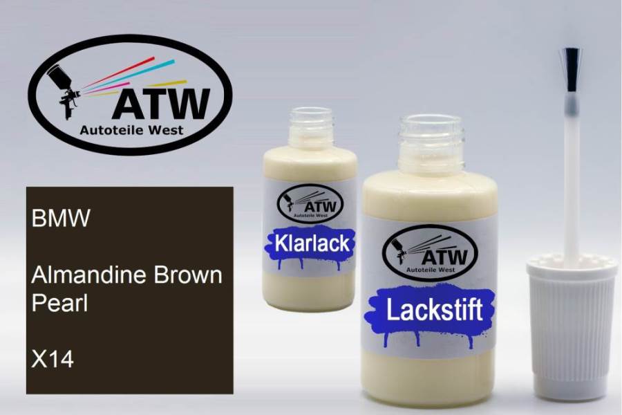 BMW, Almandine Brown Pearl, X14: 20ml Lackstift + 20ml Klarlack - Set, von ATW Autoteile West.